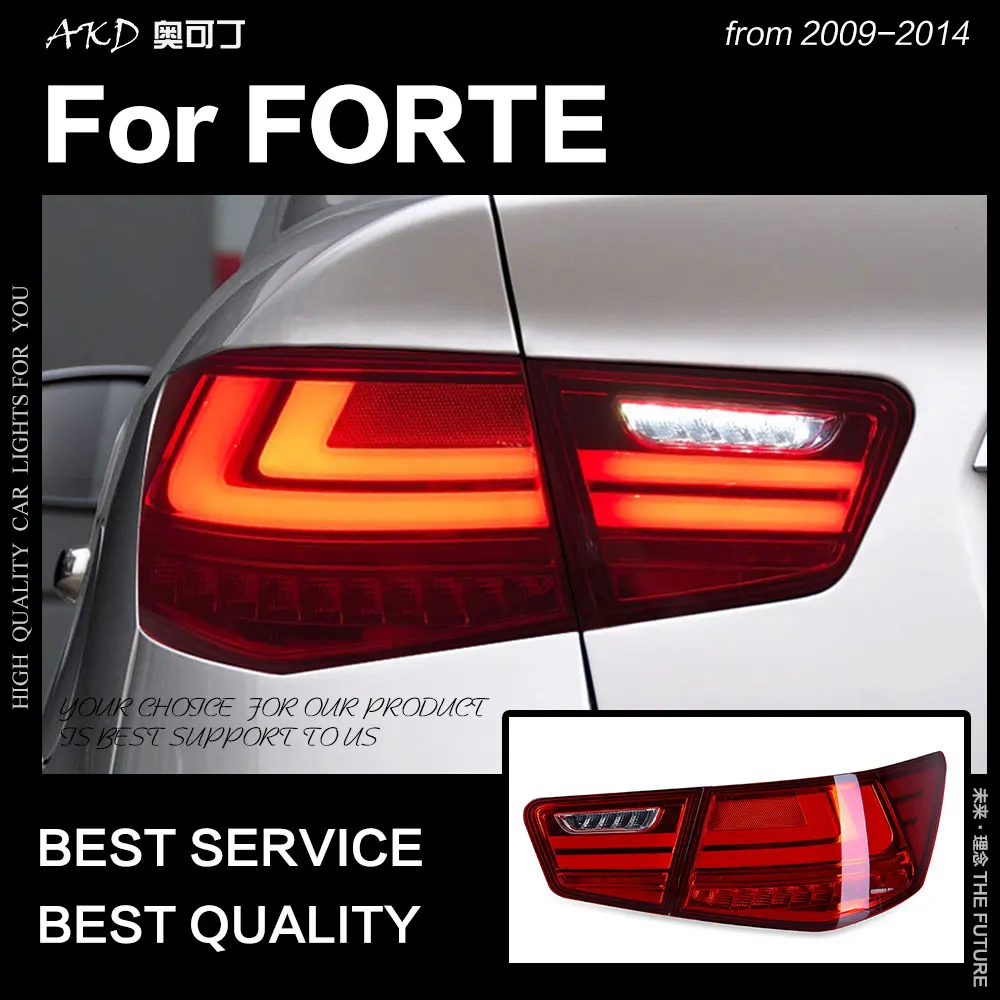 AKD автомобильный Стайлинг для Kia Forte задние фонари 2009- Cerato светодиодный задний фонарь светодиодный DRL тормозной динамический сигнал обратный авто аксессуары