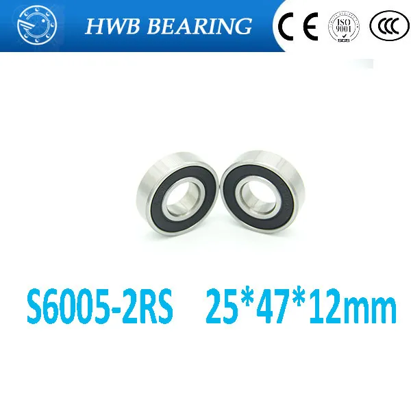 S6005RS SS6005-2RS SB6005RS S6005 6005 нержавеющая сталь 440C глубокий шаровой подшипник 25x47x12 мм s6005