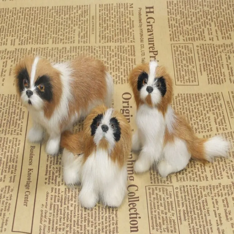 

about 9-12cm saint bernard dog simulation animal models one lot/ 3 pieces toys polyethylene & furs handicraft,props,gift a1060