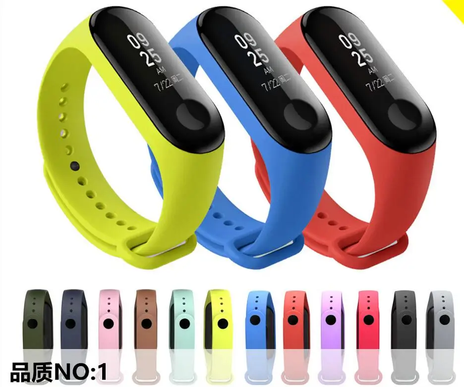 Силиконовый браслет MiBand 3 двухцветный сменный ремешок для оригинального