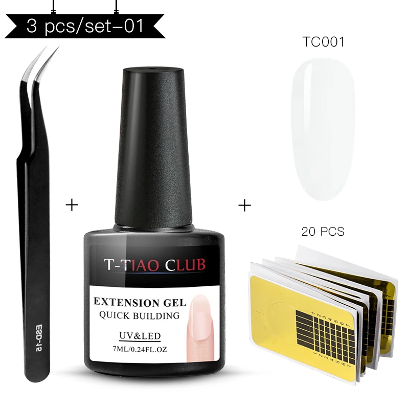 ZH05184 T-TIAO CLUB Poly быстрый набор гелей для ногтей набор инструментов розовый прозрачный обнаженный впитывающий УФ светодиодный гель для ногтей - Цвет: ZH05184