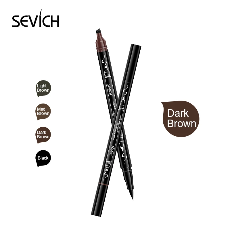 Dark Brown Sevich, тени для бровей, косметика, натуральная, стойкая краска, тату, для бровей, водостойкая, 4 цвета, карандаш для бровей, макияж, набор - Цвет: Dark Brown