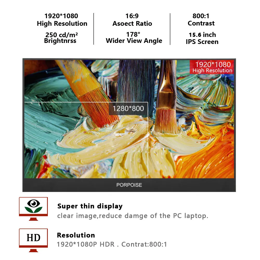 Новый 15 6 дюймовый портативный компьютерный монитор ПК HDMI PS3 PS4 Xbo x360 1080P IPS ЖК