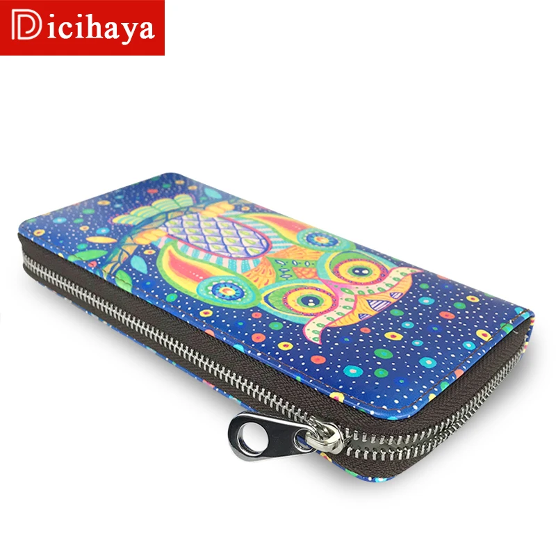 DICIHAYA, брендовые милые кожаные кошельки с принтом Совы и животных, длинный женский кошелек на молнии, дамские клатчи, кошельки, держатели для карт, сумка для монет