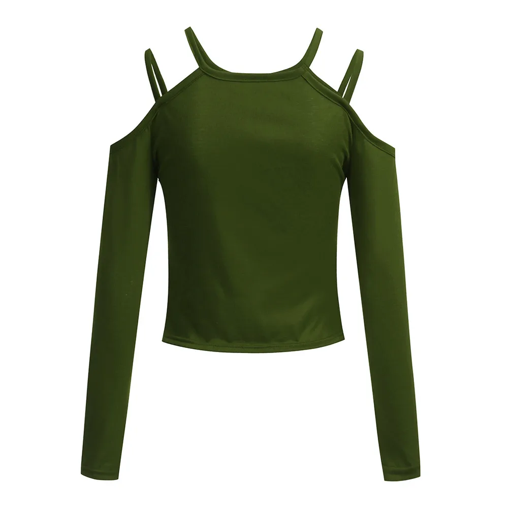 Plus Size Sexy Off Shoulder Tops T Shirts Women Slim fit Long Sleeve Solid Color Elegant Shirt Tops Femininas#YJP