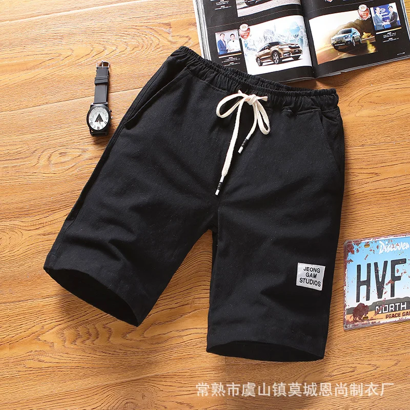 WW430 мужские летние Новые однотонные хлопковые шорты для отдыха пять