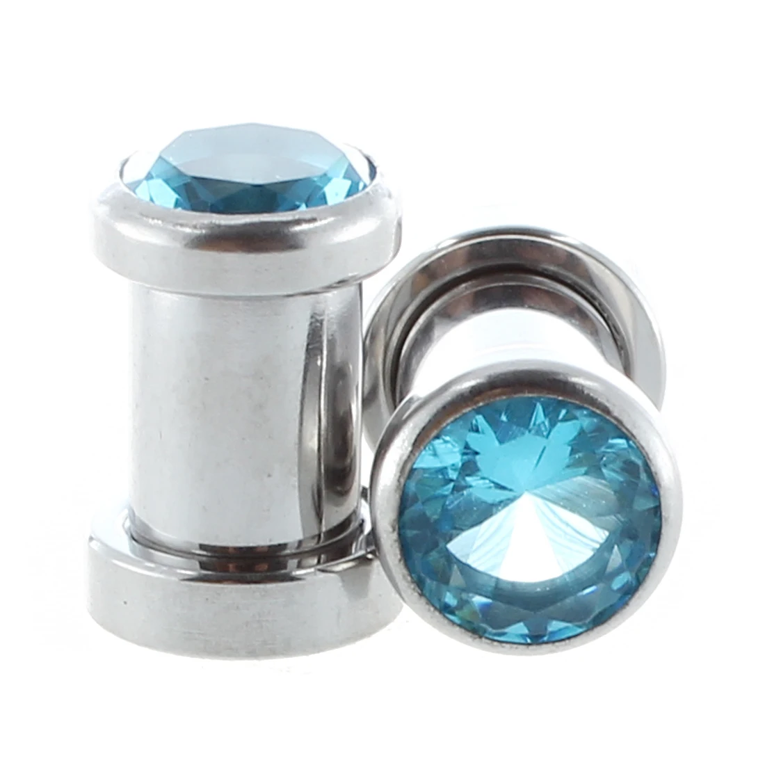 1 пара круглые циркониевые серьги из нержавеющей стали синий 4 калибра (5 мм) |