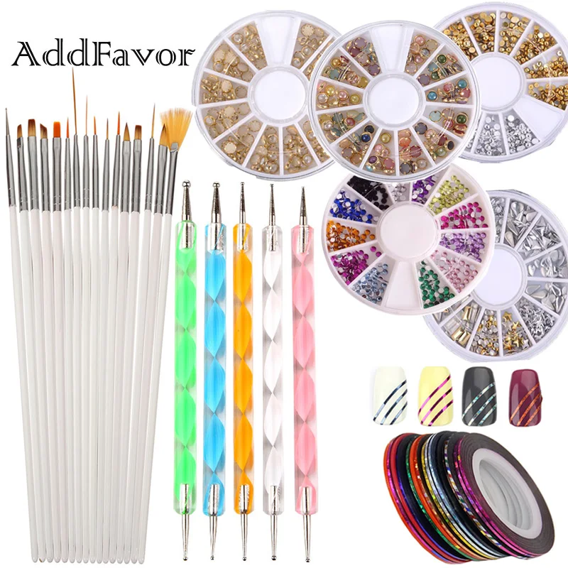 Набор инструментов для нейл арта Addfavor маникюрный набор красоты 10 шт. Стразы