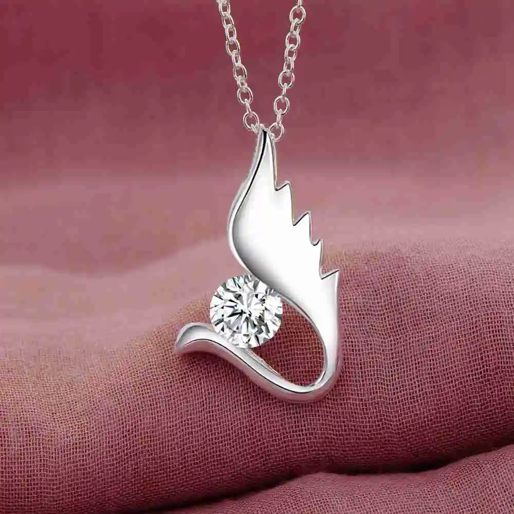 bling zircon wing angel sterling-silver-jewelry Necklace New Sale silver necklaces &amp pendants /OZHUYHTS NXVKWUOA | Украшения и