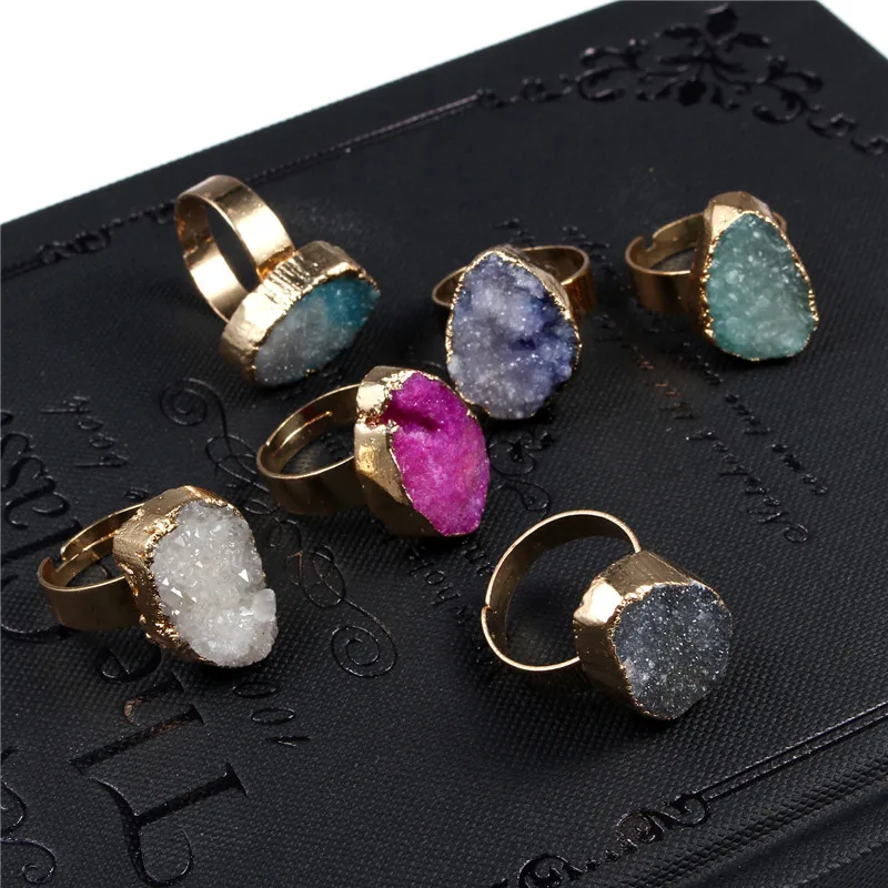 Dayoff Европейский кристалл натуральный камень кольцо для женщин мужчин