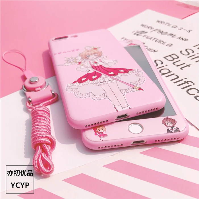 Чехол для iphone XR Cardcaptor Sakura+ пленка для экрана из закаленного стекла для iphone X XS Max 7 8 plus 6 S plus Sailor Moon+ ремешок