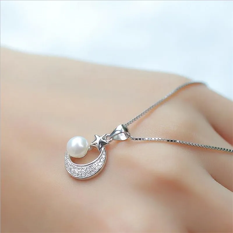 

Vintage Lady Zircon Moon Star Pendant Necklace For Women Accessories Fashion Silver Plated Girls Choker Necklace Jewelry Female