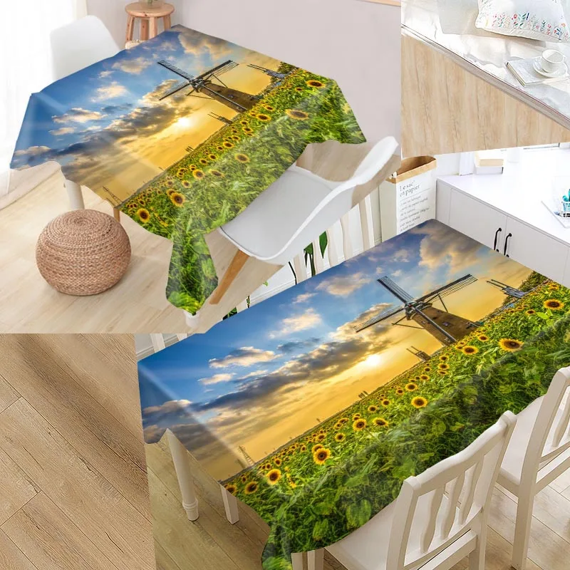 

Best Windmill Custom Table Cloth Rectangular Oxford Print Waterproof Oilproof Square Table Cover Party Tablecloth