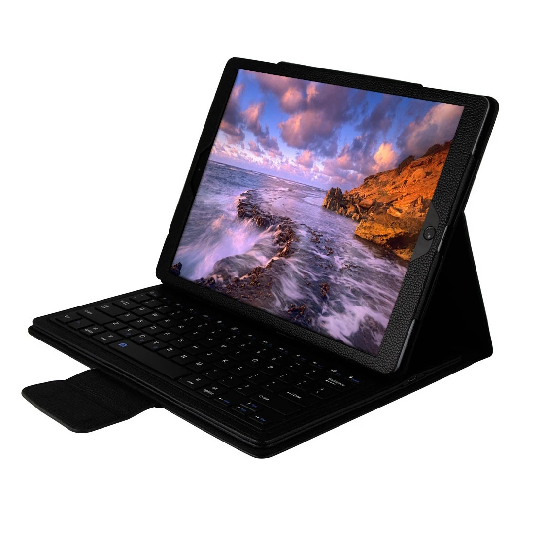 Для iPad Pro 12,9 дюйма, беспроводной чехол с клавиатурой Bluetooth для iPad Pro 12,9, кожаный чехол-подставка для планшета+ стилус - Цвет: Черный