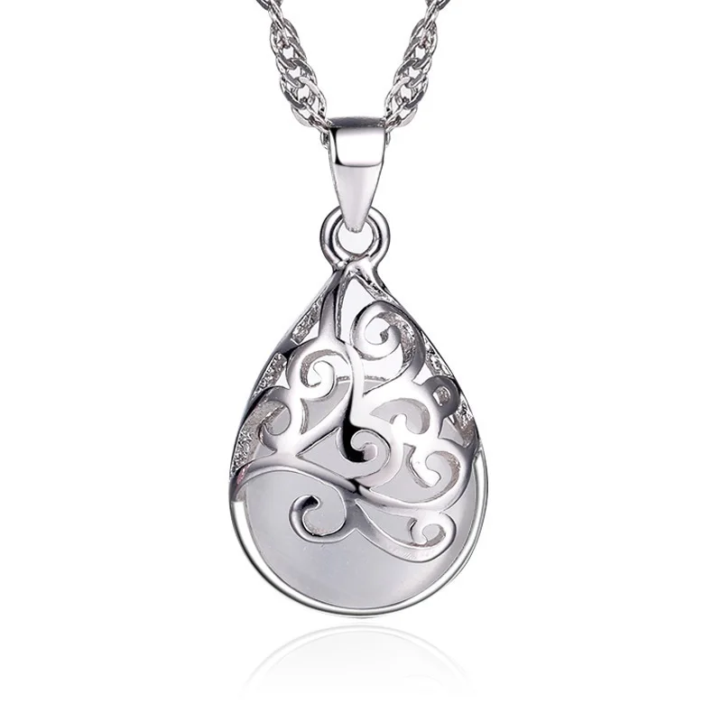 2019 New Fashion Silver Pink White Water Drop Pendant For Women Ladies Girls Birthday Party Gifts Jewelry Wholesale | Украшения и