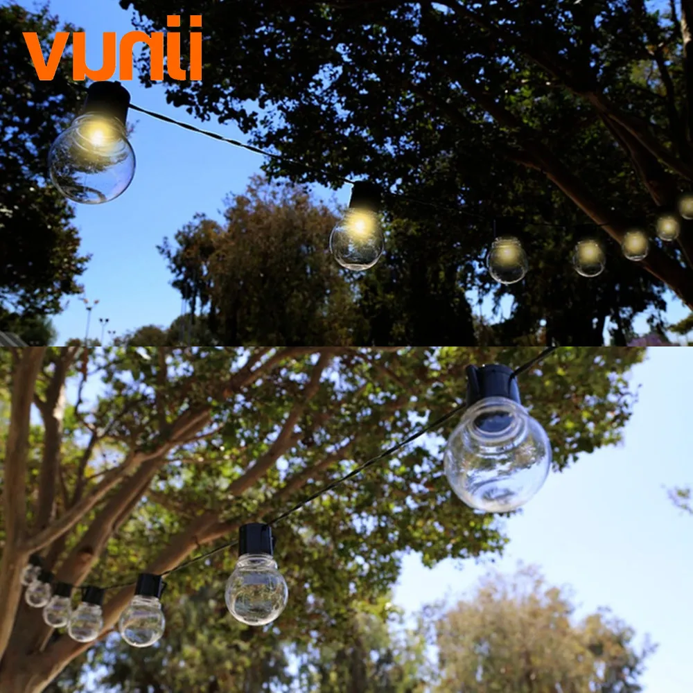 

VUNJI Solar 5M 20 LED Wedding G50 String Fairy Light LED Globe Festoon Bulb Warm Fairy String Light Outdoor Party Garden Garland