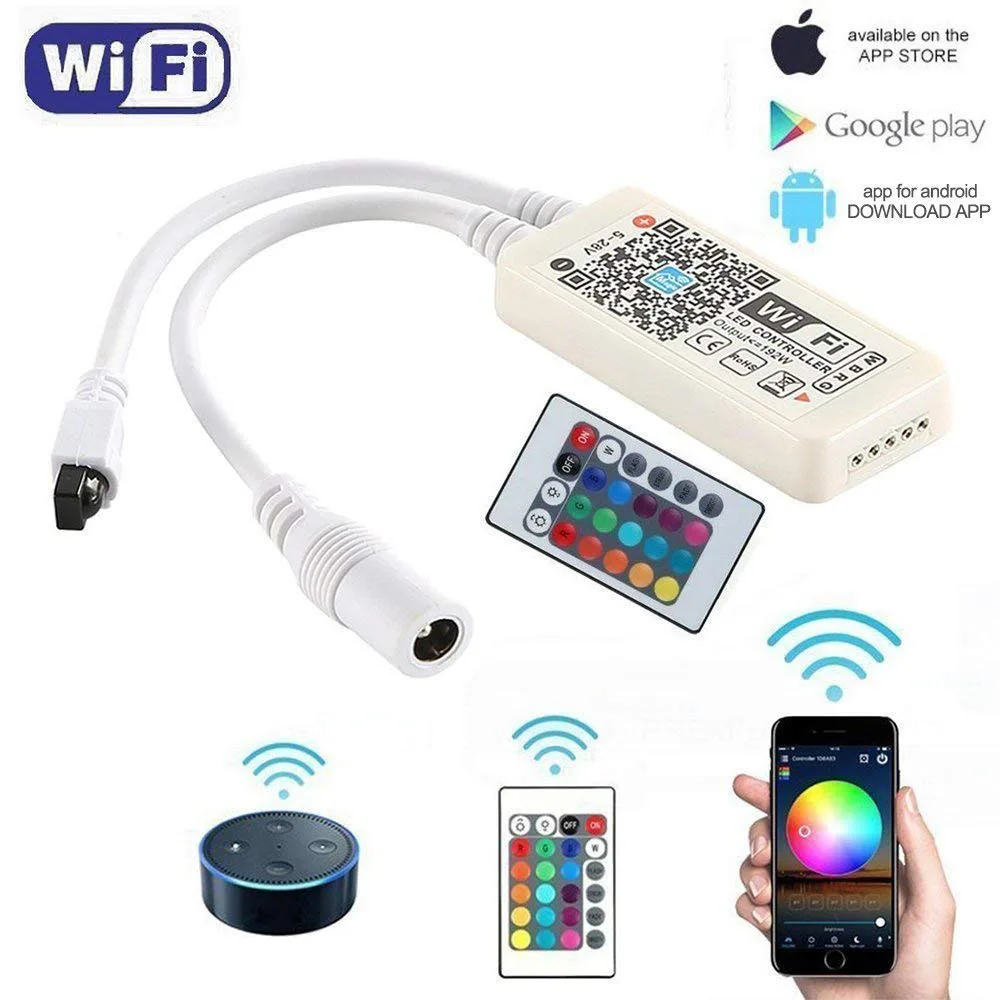 Brand New WIFI Smart RGBW Led Strip Controller + Infrared Remote Control(IR) 24 Keys Wireless for Multicolor strip lights Compa | Освещение