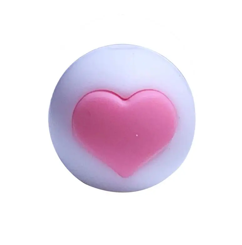 white n PInk 5 шт. Силиконовые Круглые бусины в форме сердца-Силиконовые Прорезыватели для прорезывания зубов для DIY ожерелья-BPA Бесплатный Детский прорезыватель BPA безопасный DIY шарик - Цвет: white n PInk