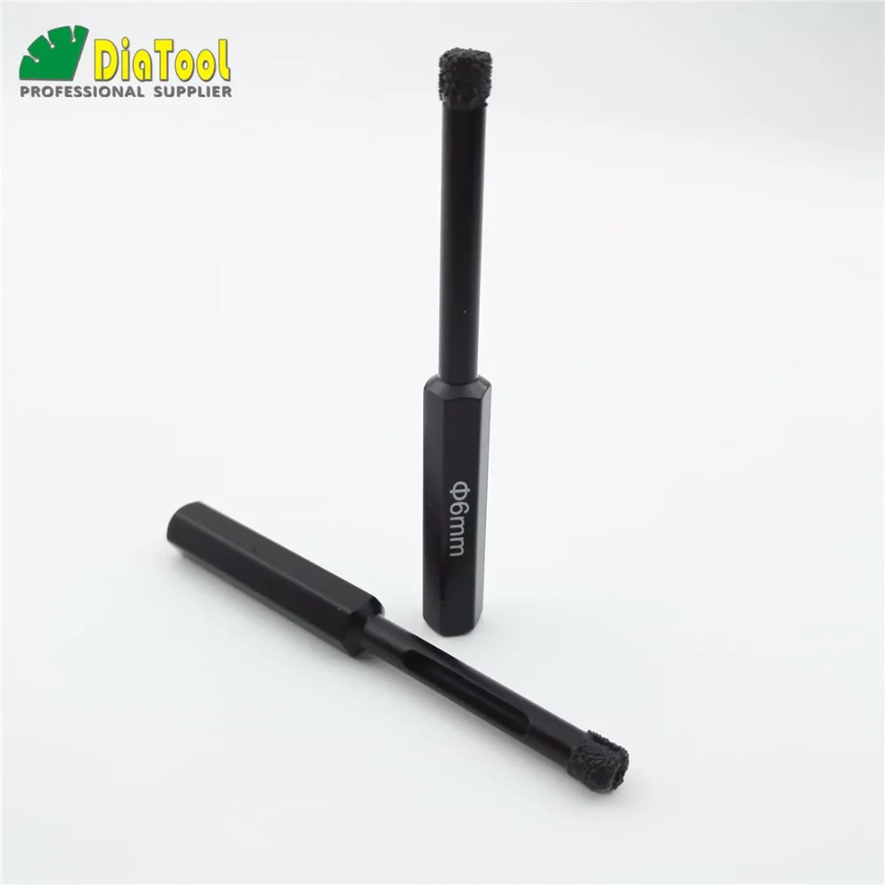 DIATOOL 2 шт. Dia6mm шестигранные алмазные сверла с хвостовиком для мокрого бурения