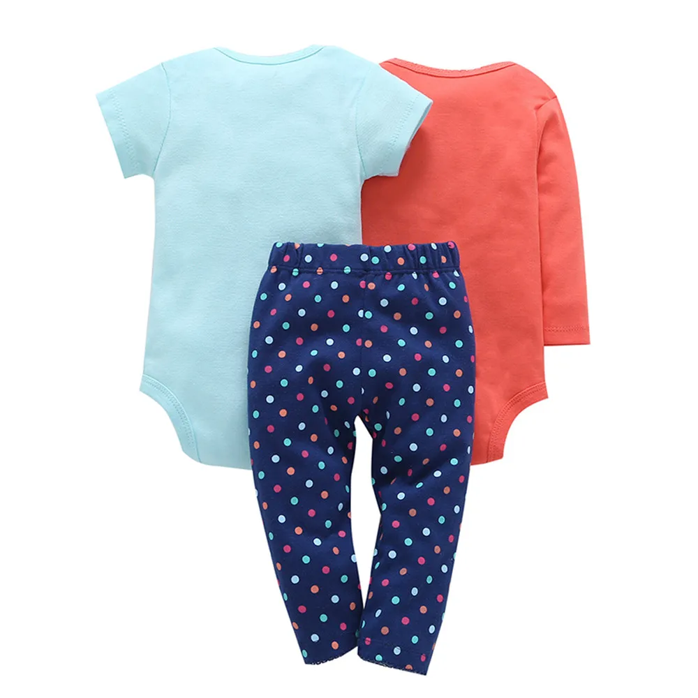 Kids Outfits Set 3Pcs Newborn Toddler Infant Baby Print Romper Tops+Pants Clothes | Детская одежда и обувь