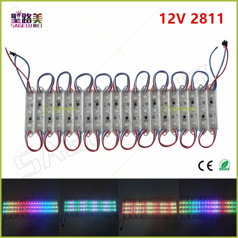 100 шт. IP68 WP WS2811ic /1903 /1908 светодиодный пиксельный модуль 3 светодиода SMD 2801 RGB с