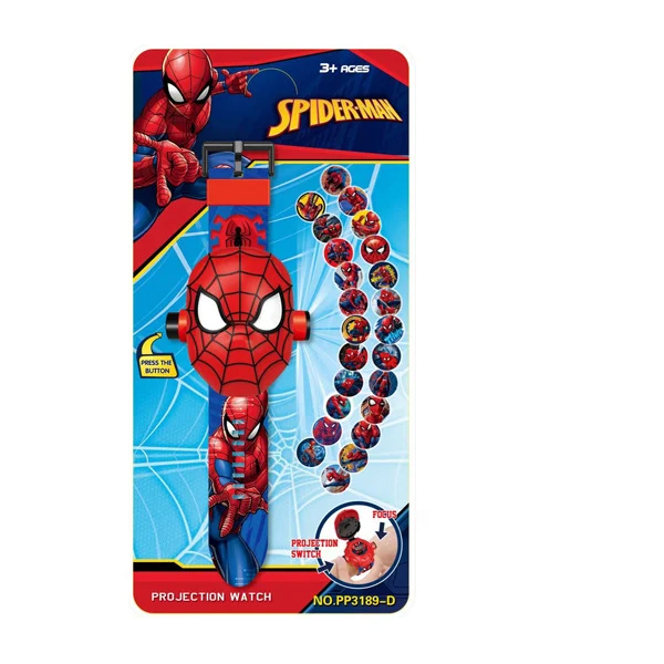 Spiderman with box Новые детские наручные часы с 3D проекцией Человека-паука, Железного человека, детские часы с рисунком Микки Мауса для девочек, цифровые наручные часы, мужские часы - Цвет: Spiderman with box