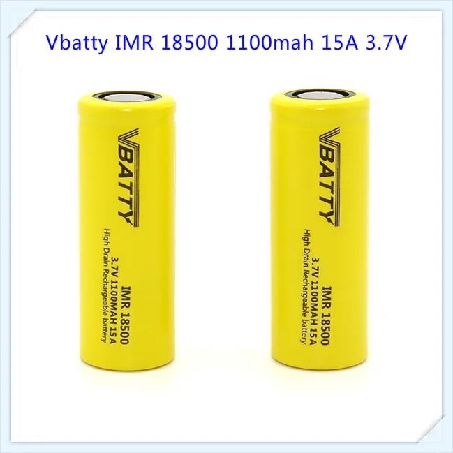Vbatty IMR 18500 1100 мАч 15A 3 7 в перезаряжаемый литий полимерный аккумулятор с плоским