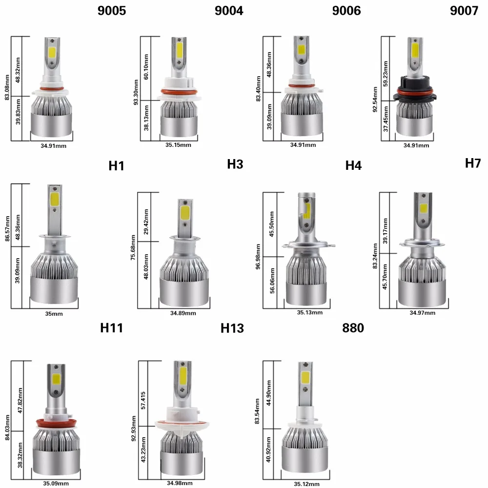 CARLITS 2 шт. H7 H4 LED H1 H11 H8 H9 H3 9005 9006 HB2 HB3 автомобильная лампа супер яркая светодиодная 72