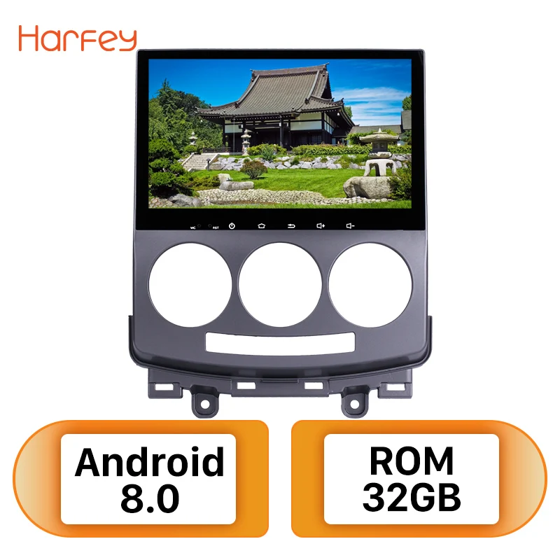 Автомобильное радио Harfey Android 8.1 9 дюймов 1Din для Mazda 5 2005 2006 2007 2008 2009 2010 с сенсорным экраном, GPS-навигацией, мультимедиа-плеером и головным блоком.