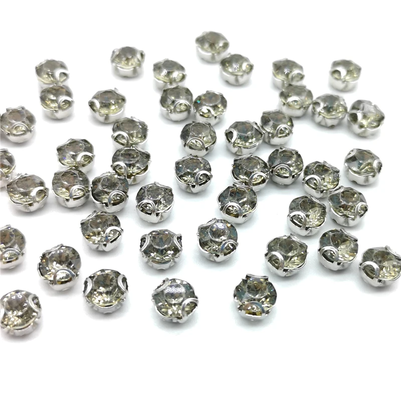 Grey 50 шт. ss30 6 мм стразы из смолы Серебряная основа стразы из прозрачного хрусталя AB пришивные стразы для шитья ювелирных изделий своими руками - Цвет: Grey
