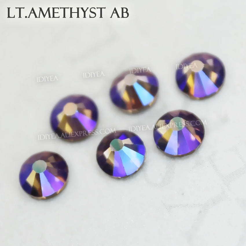 Lt. Amethyst AB Горячая фиксация Кристалл Стразы плоская задняя часть стразы горячей фиксации камень для рукоделия свадебное платье блестки украшения