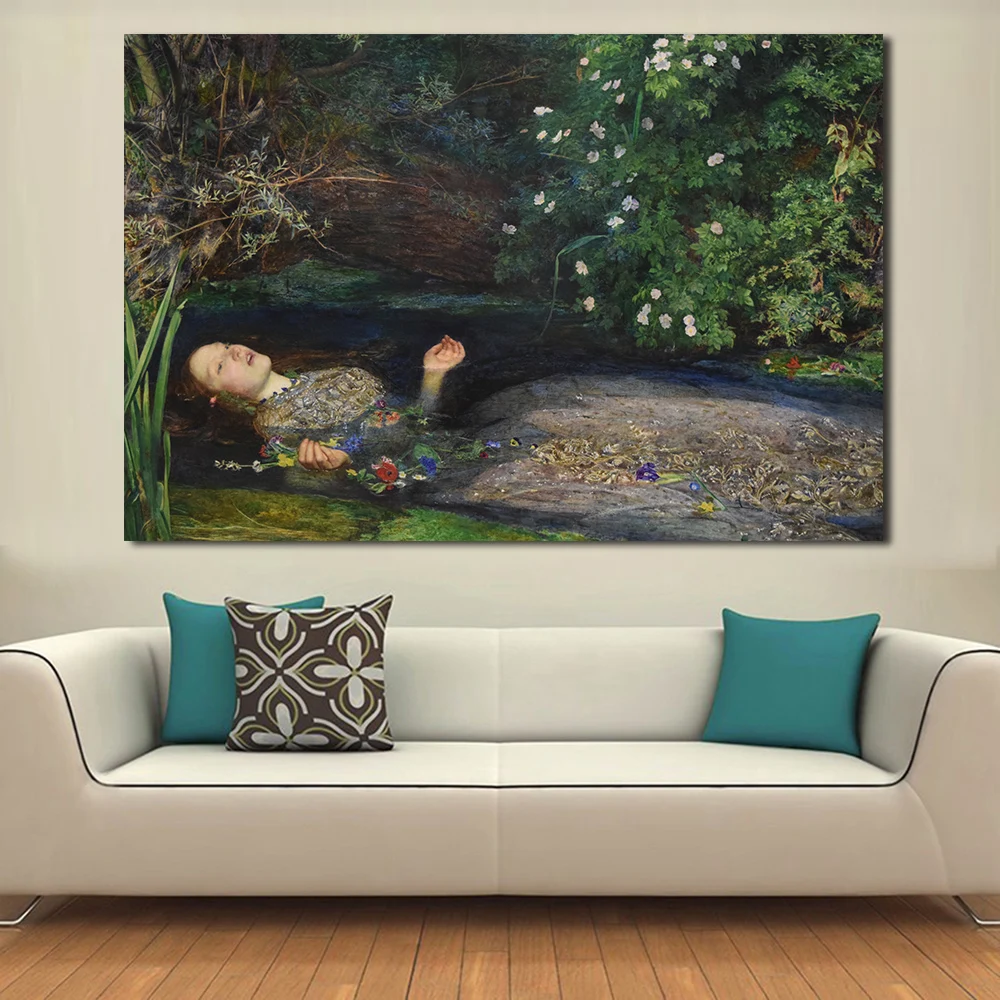 JQHYART Джон Эверетт Millais изображающий сцену утопающей стены хамлетта льва филии