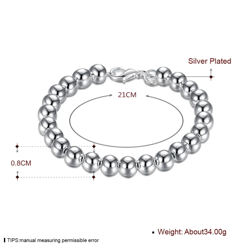 Женский браслет из серебра 925 пробы с бусинами 8 мм|bracelets for|beads bracelets for womenbead bracelet |