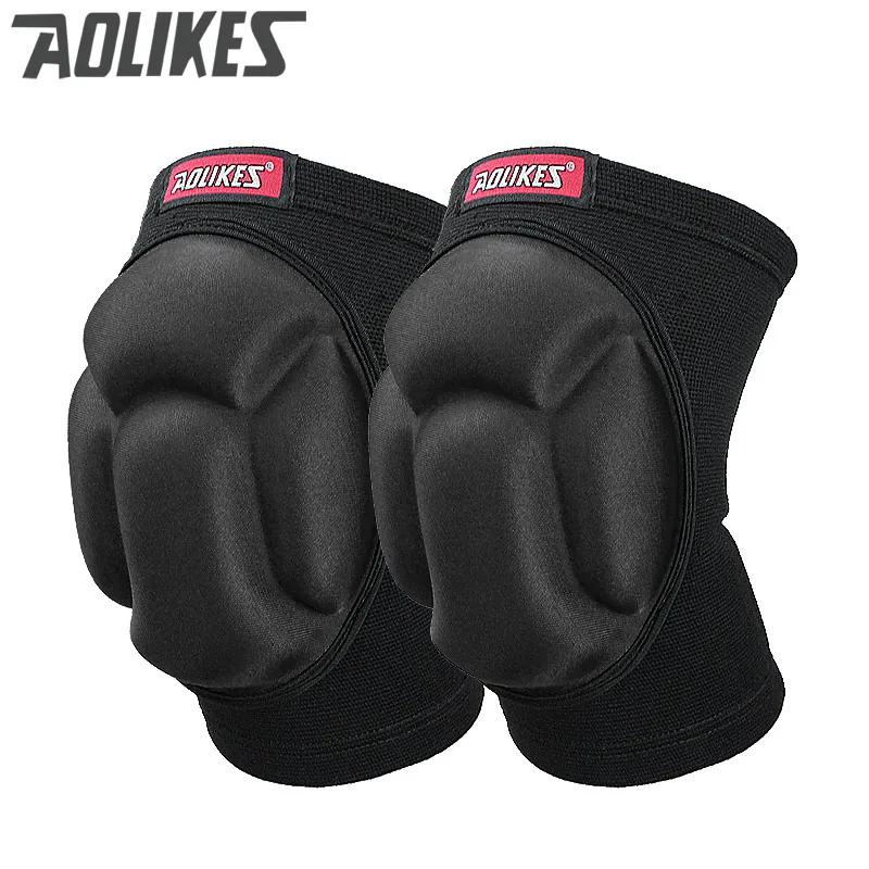 0217B Black AOLIKES уплотненные наколенники для футбола, волейбола, экстремальных видов спорта, наколенники, поддержка, защита для велоспорта, наколенники, наколенники rodilleras - Цвет: 0217B Black