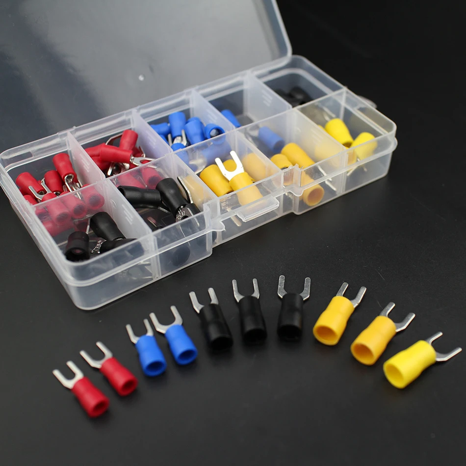 80 шт. Вилка Клемма медный обжимной соединитель изолированный конец шнура набор