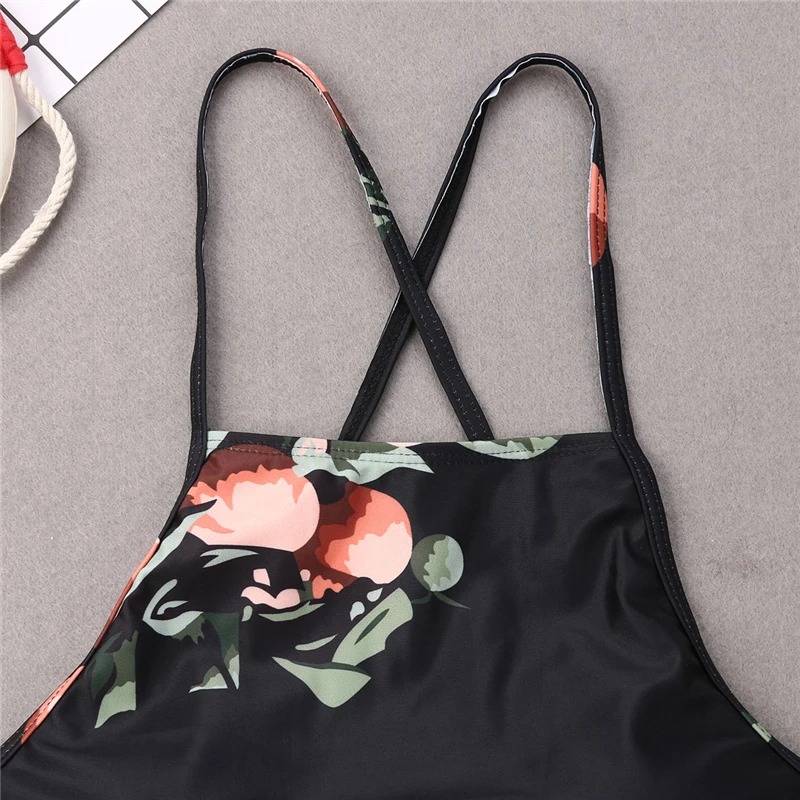 Семейные комплекты Swimswear мать и Одежда для дочки матери и дочери купальник Для женщин комплект бикини купальник с растительным узором пляжная одежда