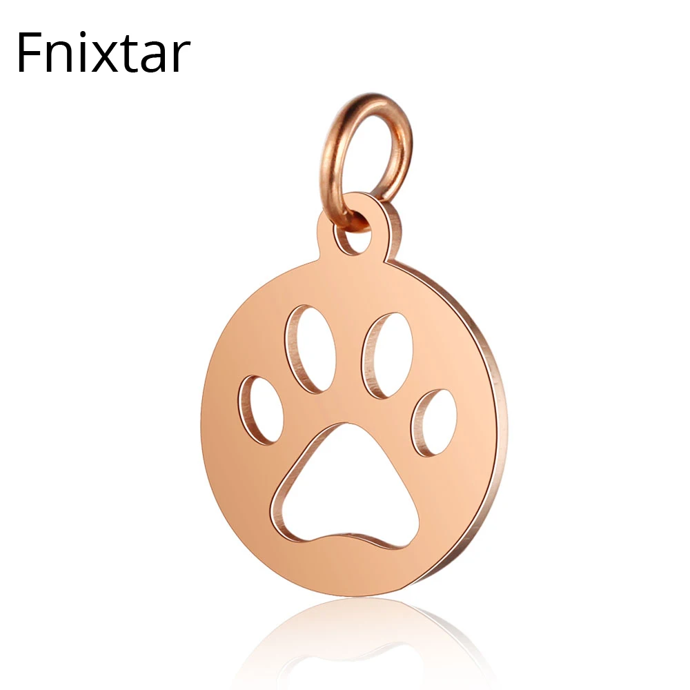 Fnixtar новинка розовое золото цвет нержавеющая сталь животные лапы амулеты для