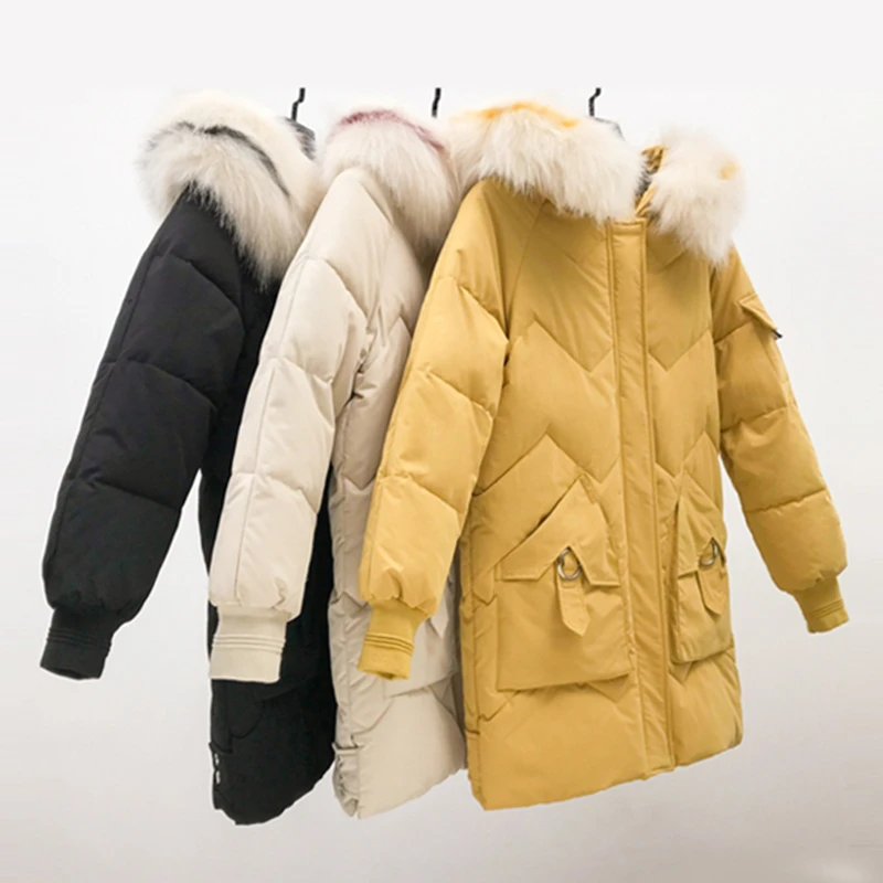 2019 Faux Fur Parkas Women Down Jacket Plus Size Thicken Outerwear hooded Winter Coat Female Cotton padded | Женская одежда