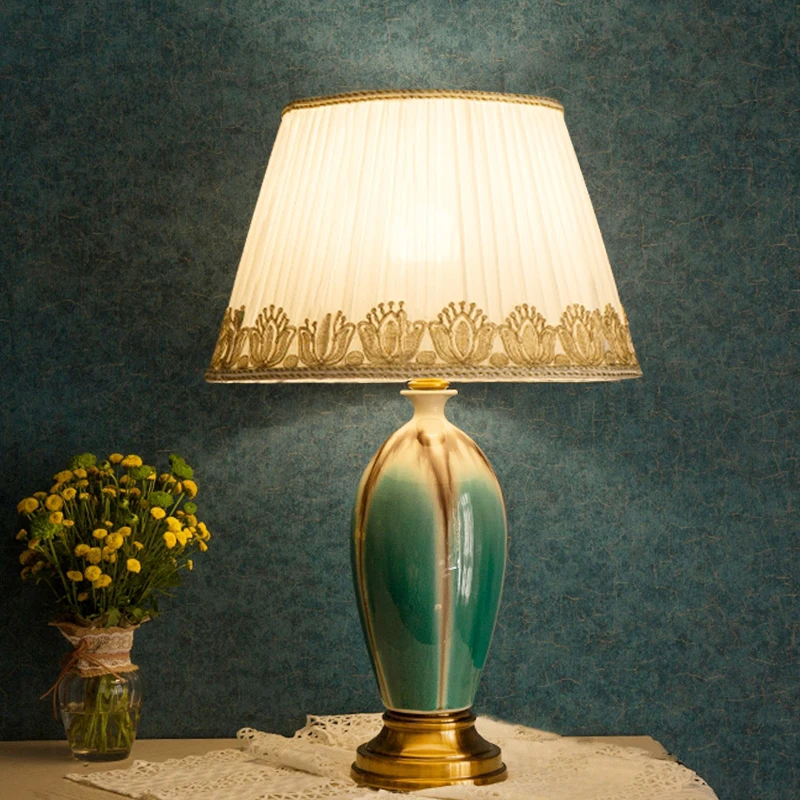 Китайская антикварная Винтажная настольная лампа для гостиной фарфоровая