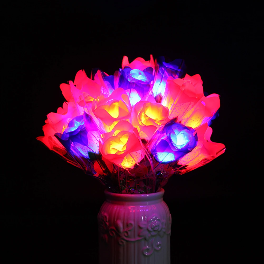 

1Pc Artificial Rose Bunch LED Night Light Art Crafts Toy Christmas Party Decor