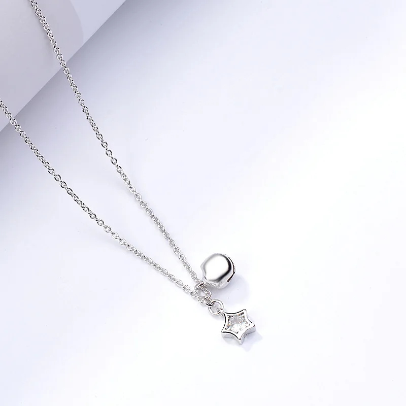 FENGLI 925 Silver Full Clear Crystal Style Necklaces Star Lover's Valentine's Day Gift Collar De Plata Femme Jewelry | Украшения и