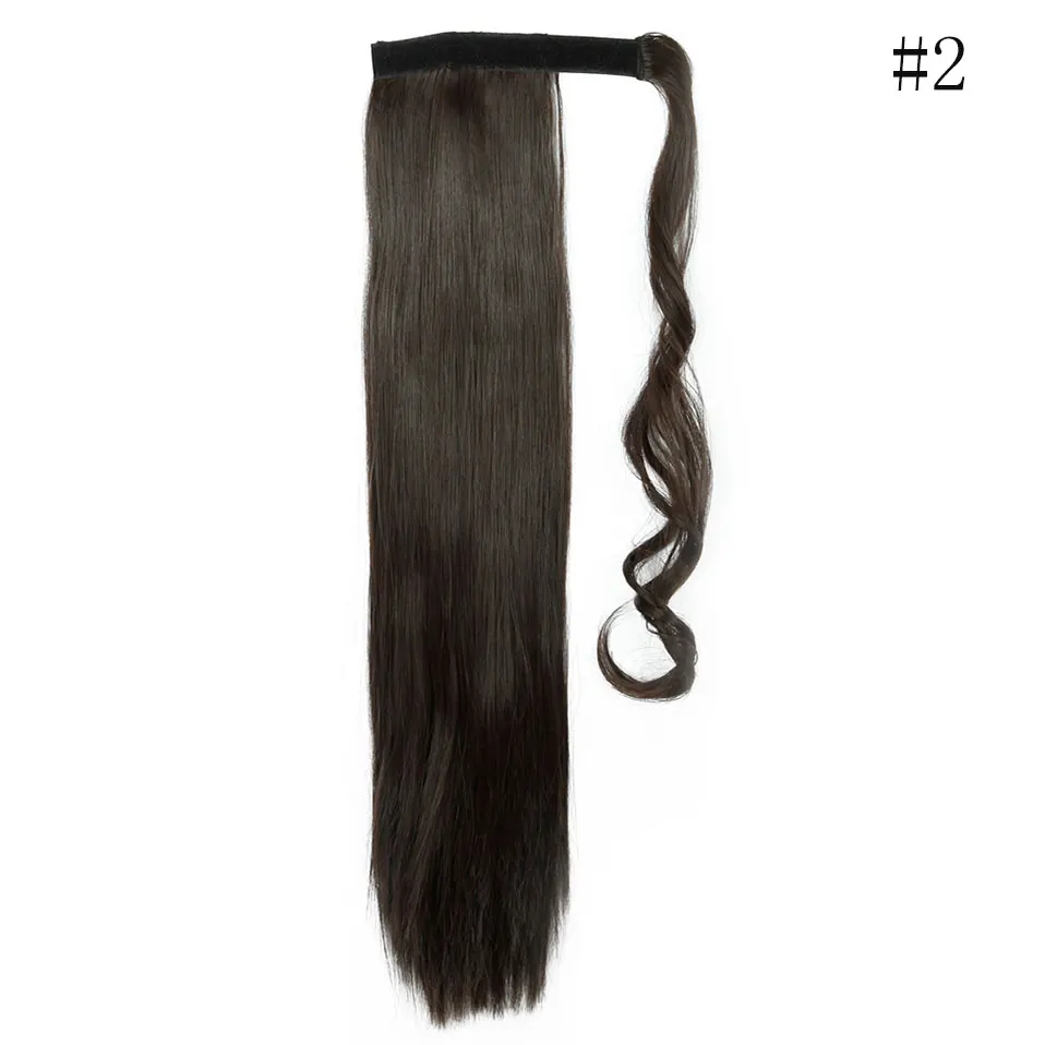 dark brown SNOILITE 23 дюймов длинные прямые волосы, натуральный шиньон конский хвост из натуральных волос клип в конский хвост волосы для наращивания, Обёрточная бумага вокруг на синтетические волосы кусок - Цвет: dark brown