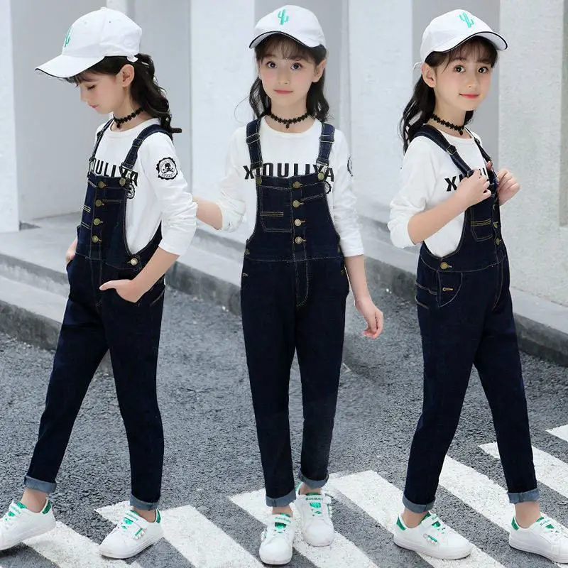 

New Spring Autumn Jumpsuit For Girls Kids Denim Pants Kids Jumpsuit Clothes Baby Girl Overalls Teenage Girls Jeans Overall T151