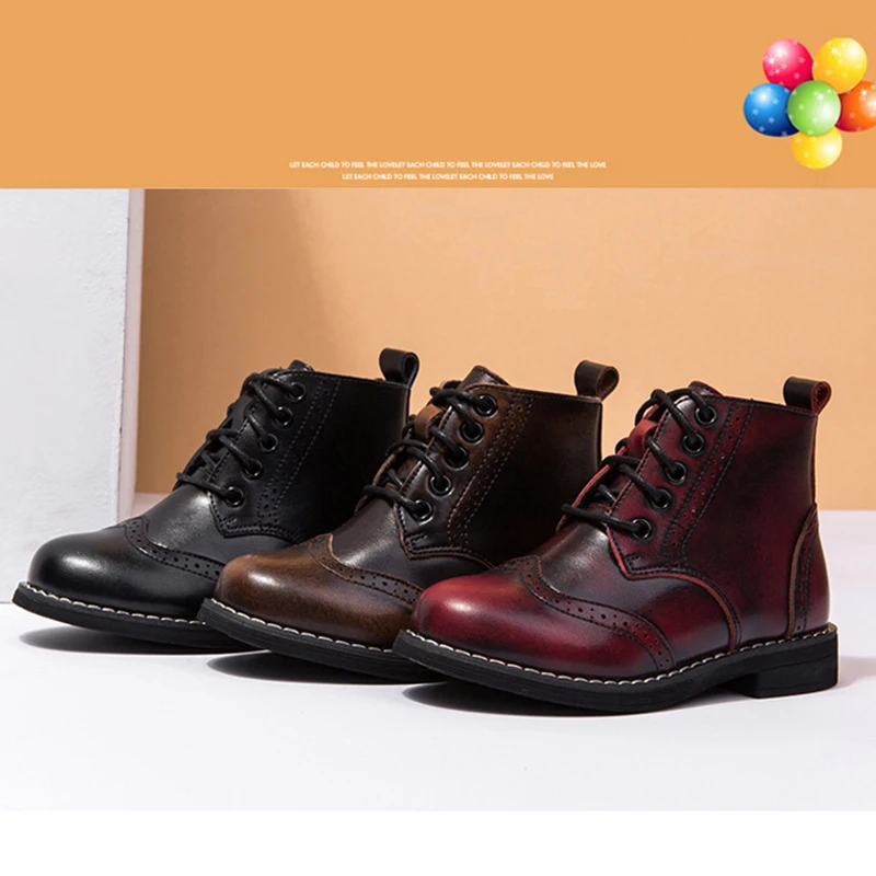 Зимние Ботинки Martin для мальчиков детские ботинки из воловьей кожи Классическая