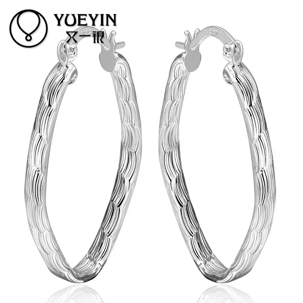 Женские классические серьги кольца большие круглые с серебряным покрытием супер