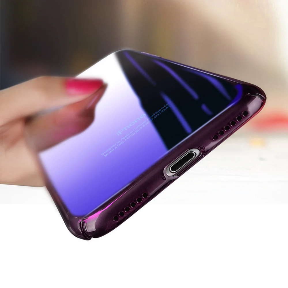 Голубой-лучевой Градиент прозрачный чехол для телефона для iPhone 11 8 7 6 6s Plus прозрачный жесткий PC задняя крышка для iPhone XS MAX XR X Coque capa