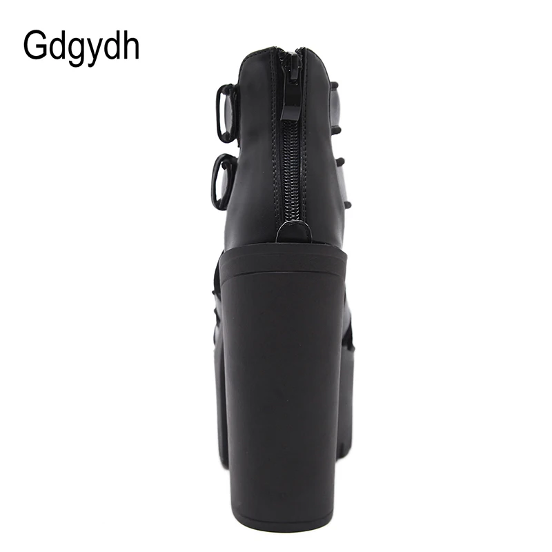 Gdgydh/черные Босоножки с открытым носком; женская обувь на платформе; босоножки на толстом каблуке; брендовая дизайнерская пикантная Летняя женская обувь из мягкой кожи