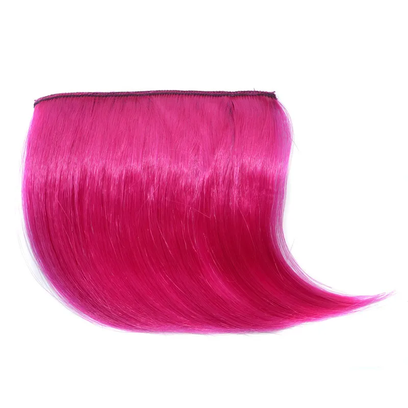 Hot pink Красивые девушки короткие передние аккуратные челки Клип В короткая челка волосы для наращивания прямые синтетические натуральные волосы шиньон 10,19 - Цвет: Hot pink