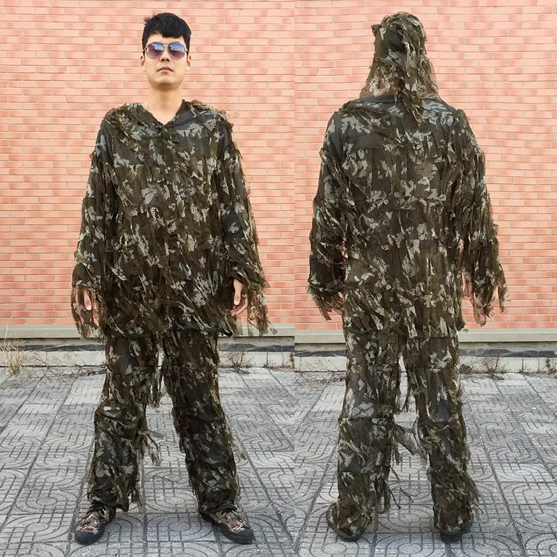 Снайпер спецназ Ghillie костюм Ghilly Yowie стяжка ткань страйкбол Пейнтбол боевой тактический Цифровой Лесной балахон
