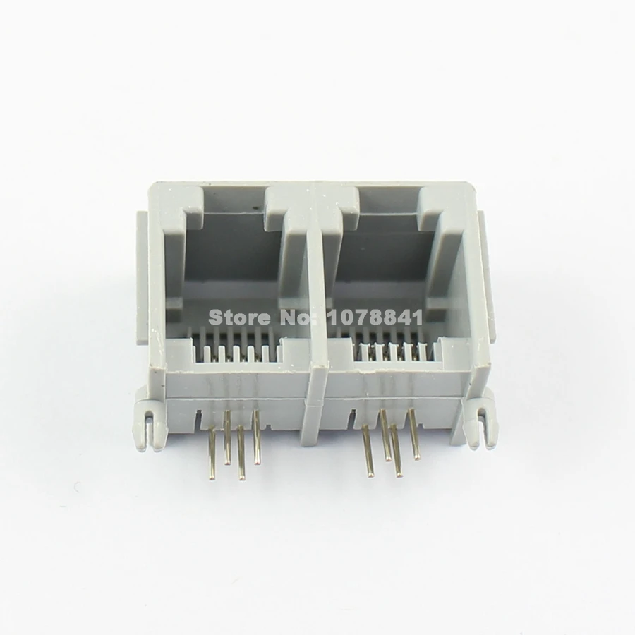50 шт. RJ11 4 контактный телефон с двумя слотами под прямым углом гнездо платы |